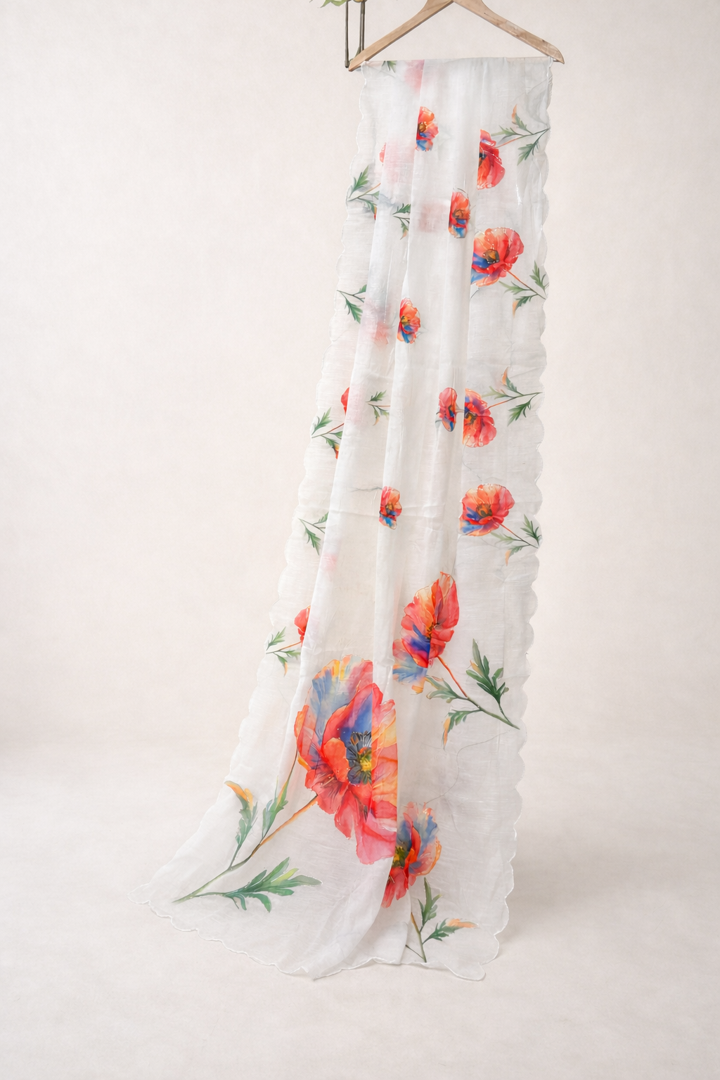 White saree with big flowers