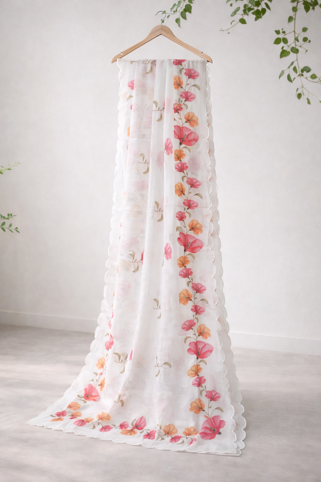 White Saree with small pattern