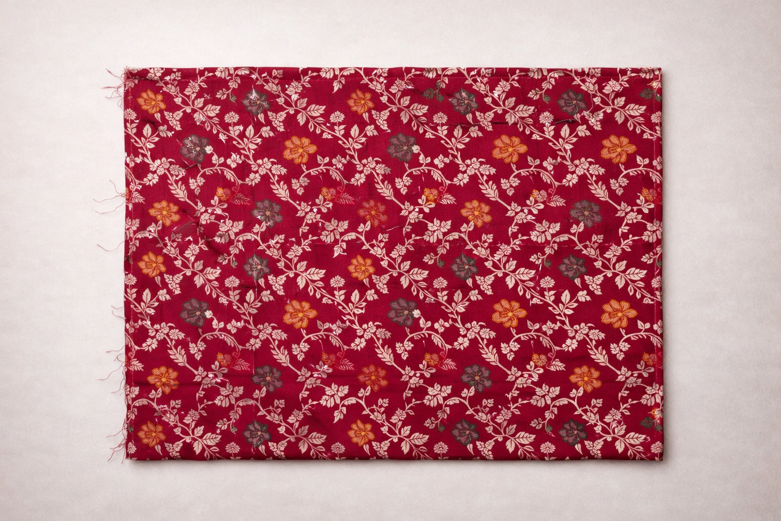 Red & Gold Tissue Saree with Peacock-Embroidered Pattu Border