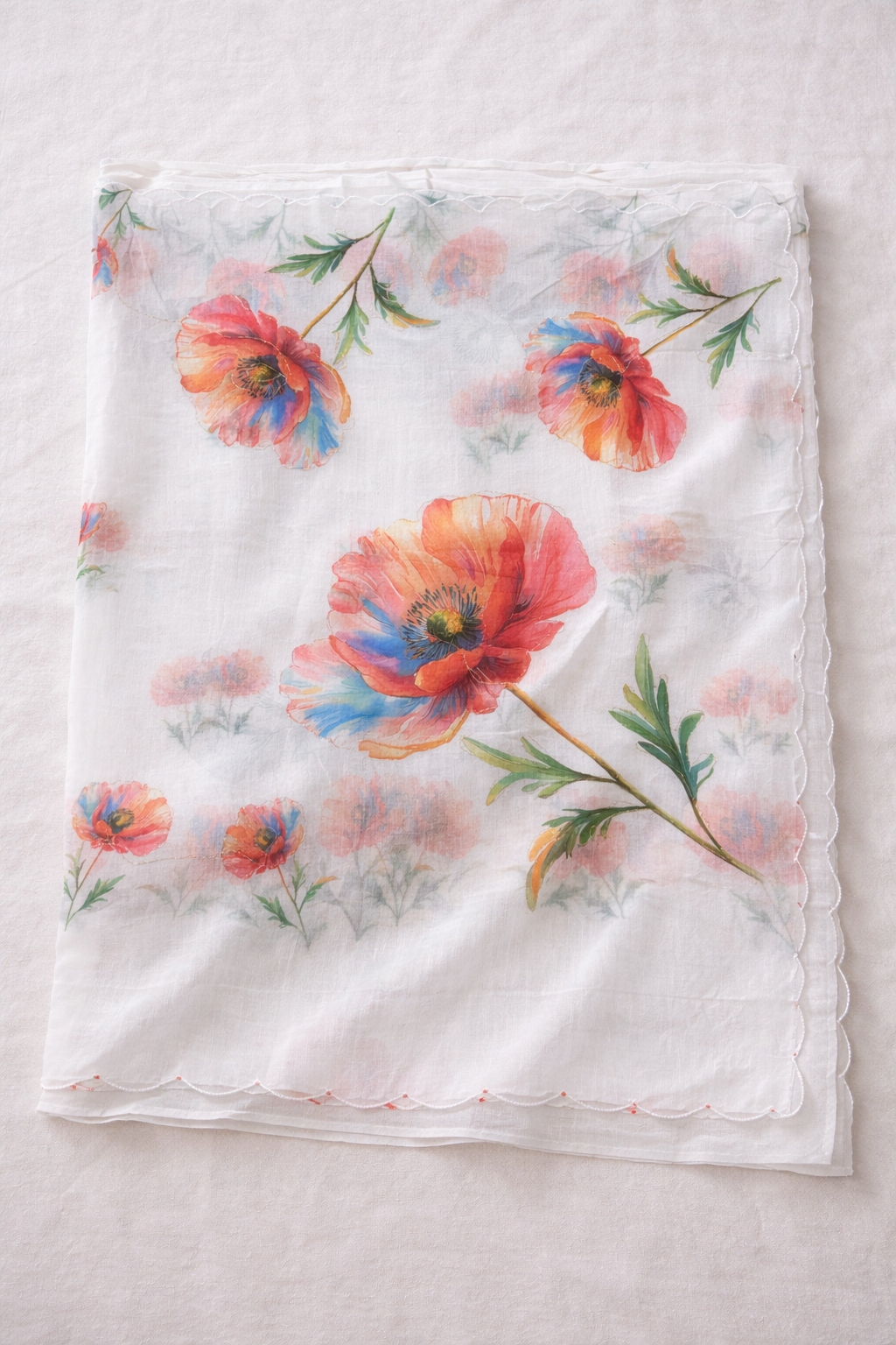 White saree with big flowers